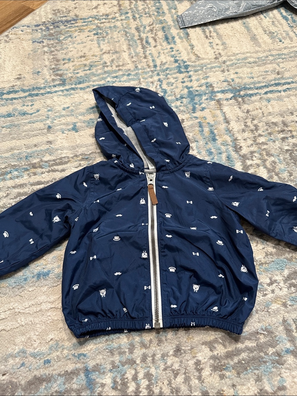 Carter's Navy Blue Hooded Raincoat with White Print